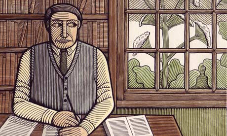 Clifford Harper of a man writing at a desk